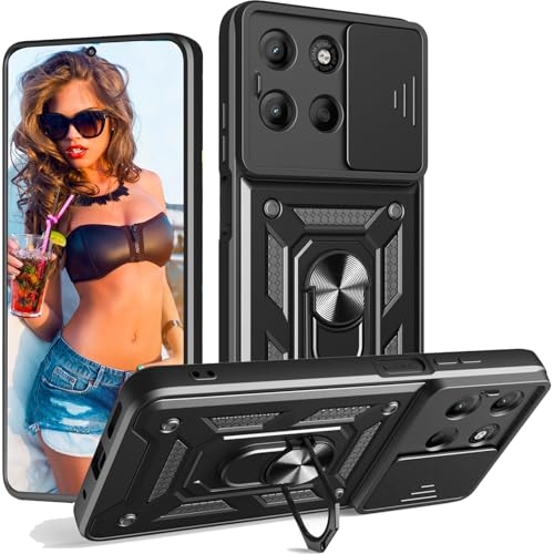 Ephoou Armor Schutzhülle für Motorola Moto G Power 2025 / Moto G Play 2025, Militärqualität, stoßfester Schutz mit Schiebekameraabdeckung & 360° drehbarem Magnetring, Schwarz von Ephoou