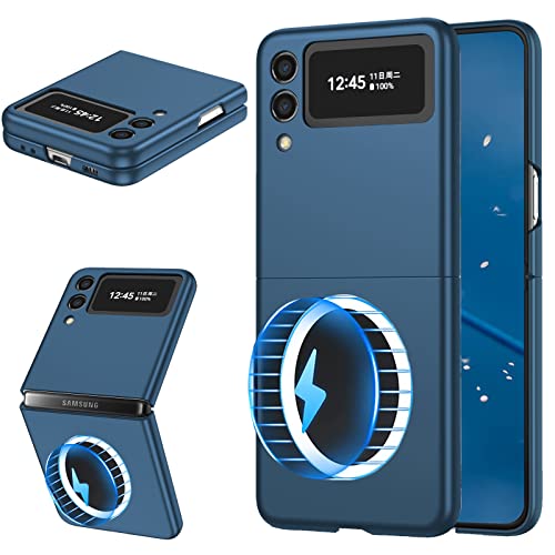 Ephoou Handyhülle für Samsung Galaxy Z Flip 3, kompatibel mit MagSafe Doppelschicht, kratzfest, funktioniert mit kabelloser Ladehülle für Galaxy Z Flip 3 6.7 Zoll CX – Marineblau von Ephoou