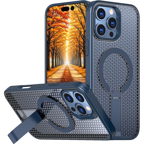 Ephoou Magnetische Wärmeableitung Hülle für Apple iPhone 16 Pro mit klappbarem Ständer, Netzstoff, ultra-atmungsaktiv, hohl, doppeltes Wabendesign, stoßfeste Abdeckung für iPhone 16 Pro FX-Blue Ephoou Magnetische Wärmeableitung Hülle für Apple iPhone 16 Pro mit klappbarem Ständer, Netzstoff, ultra-atmungsaktiv, hohl, doppeltes Wabendesign, stoßfeste Abdeckung für iPhone 16 Pro FX-Blue von Ephoou