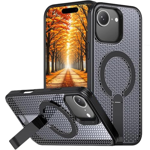 Ephoou Magnetische Wärmeableitung Hülle für Apple iPhone 16e mit klappbarem Ständer, Netzstoff, ultra-atmungsaktiv, hohl, doppeltes Wabendesign, stoßfeste Abdeckung für iPhone 16e FX-Schwarz Ephoou Magnetische Wärmeableitung Hülle für Apple iPhone 16e mit klappbarem Ständer, Netzstoff, ultra-atmungsaktiv, hohl, doppeltes Wabendesign, stoßfeste Abdeckung für iPhone 16e FX-Schwarz von Ephoou