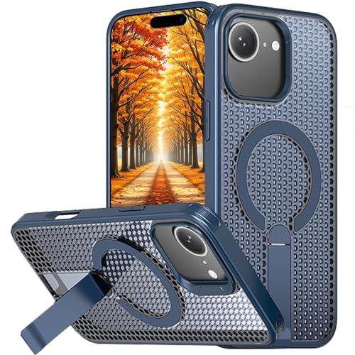 Ephoou Magnetische Wärmeableitung Hülle für Apple iPhone 16e mit klappbarem Ständer - Mesh Ultra Atmungsaktiv Hohles Doppelwabendesign Stoßfeste Abdeckung für iPhone 16e FX-Blue Ephoou Magnetische Wärmeableitung Hülle für Apple iPhone 16e mit klappbarem Ständer - Mesh Ultra Atmungsaktiv Hohles Doppelwabendesign Stoßfeste Abdeckung für iPhone 16e FX-Blue von Ephoou