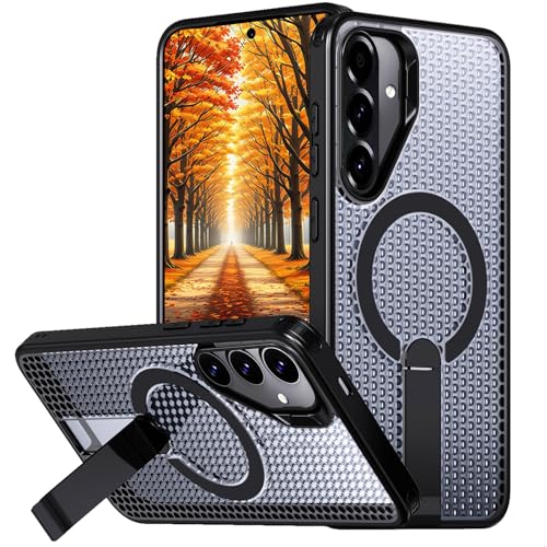 Ephoou Magnetische Wärmeableitung Hülle für Samsung Galaxy A36 mit klappbarem Kickstand - Mesh Ultra Atmungsaktiv Hohles Doppelwabendesign Stoßfeste Abdeckung für Samsung A36 FX-Schwarz Ephoou Magnetische Wärmeableitung Hülle für Samsung Galaxy A36 mit klappbarem Kickstand - Mesh Ultra Atmungsaktiv Hohles Doppelwabendesign Stoßfeste Abdeckung für Samsung A36 FX-Schwarz von Ephoou