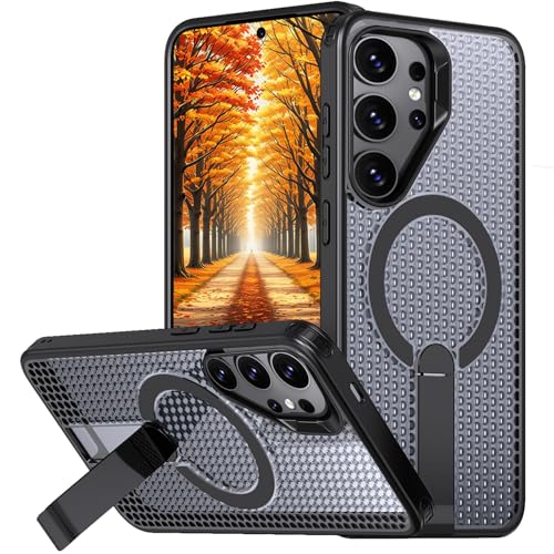 Ephoou Magnetische Wärmeableitung Hülle für Samsung Galaxy S24 Ultra mit klappbarem Kickstand - Mesh Ultra Atmungsaktiv Hohles Doppelwabendesign Stoßfeste Abdeckung für Samsung S24 Ultra FX-Schwarz Ephoou Magnetische Wärmeableitung Hülle für Samsung Galaxy S24 Ultra mit klappbarem Kickstand - Mesh Ultra Atmungsaktiv Hohles Doppelwabendesign Stoßfeste Abdeckung für Samsung S24 Ultra FX-Schwarz von Ephoou