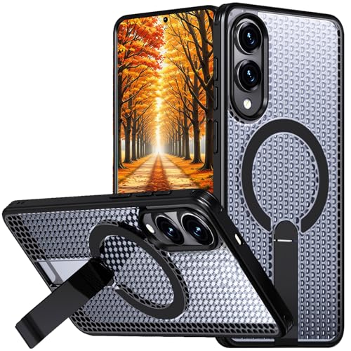 Ephoou Magnetische Wärmeableitung Hülle für Samsung Galaxy S25 Edge mit klappbarem Kickstand - Mesh Ultra Atmungsaktiv Hohles Doppelwabendesign Stoßfeste Abdeckung für Samsung S25 Edge FX-Schwarz Ephoou Magnetische Wärmeableitung Hülle für Samsung Galaxy S25 Edge mit klappbarem Kickstand - Mesh Ultra Atmungsaktiv Hohles Doppelwabendesign Stoßfeste Abdeckung für Samsung S25 Edge FX-Schwarz von Ephoou