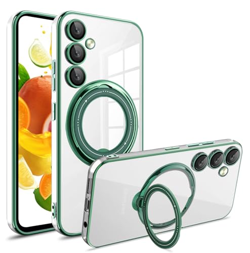 Ephoou Magnetische transparente Schutzhülle für Samsung Galaxy S23 FE (nicht S23) mit Kameraobjektivschutz, Silikonhülle [vergilbungsfrei] mit Ringständer, schmale Passform, für Samsung Galaxy S23 FE von Ephoou