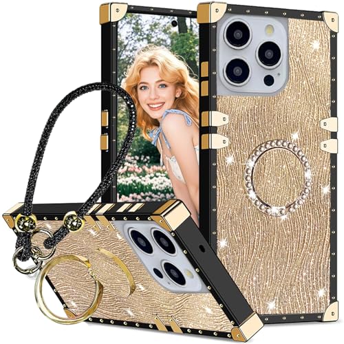 Ephoou Schutzhülle für Apple iPhone 16 Pro Max mit Diamant-Ring-Ständer und funkelndem Armband, stoßfest, luxuriös, glitzernde Strasssteine, für iPhone 16 Pro Max, Wasserwellen, Gold Ephoou Schutzhülle für Apple iPhone 16 Pro Max mit Diamant-Ring-Ständer und funkelndem Armband, stoßfest, luxuriös, glitzernde Strasssteine, für iPhone 16 Pro Max, Wasserwellen, Gold von Ephoou