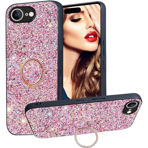 Ephoou Schutzhülle für Apple iPhone 16e, Glitzer, glitzernder Ring, Ständer, Schutzhülle für Damen und Mädchen, stoßfestes Bling-Design für iPhone 16e, CZ-Roségold Ephoou Schutzhülle für Apple iPhone 16e, Glitzer, glitzernder Ring, Ständer, Schutzhülle für Damen und Mädchen, stoßfestes Bling-Design für iPhone 16e, CZ-Roségold von Ephoou