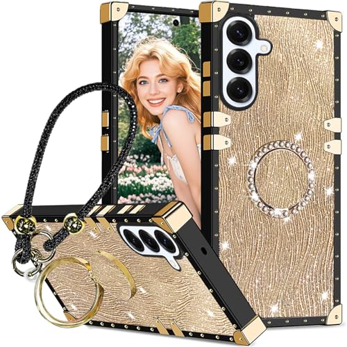 Ephoou Schutzhülle für Samsung Galaxy A16 mit Diamant-Ring-Ständer und funkelndem Armband, stoßfest, luxuriös, glitzernde Strasssteine, für Samsung A16, Wasserwellen, Gold Ephoou Schutzhülle für Samsung Galaxy A16 mit Diamant-Ring-Ständer und funkelndem Armband, stoßfest, luxuriös, glitzernde Strasssteine, für Samsung A16, Wasserwellen, Gold von Ephoou