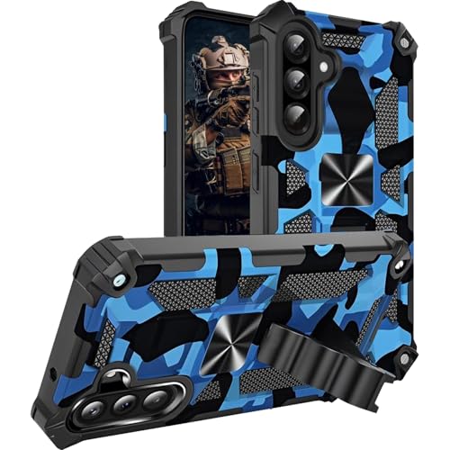 Ephoou Schutzhülle für Samsung Galaxy A26 5G 17 cm (6,7 Zoll), mit magnetischem Ständer, Militärqualität, strapazierfähig, stoßfest, Camouflage-Blau von Ephoou
