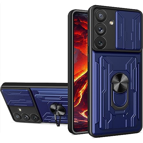 Ephoou Schutzhülle für Samsung Galaxy S23 FE für Herren, Schiebe-Kamera-Objektivabdeckung [abnehmbarer Kartenhalter] mit Autohalterung, drehbarem Ring, Ständer, Hülle für Samsung Galaxy S23 FE LJ, von Ephoou