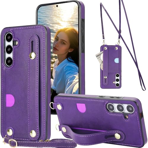 Ephoou Schutzhülle für Samsung Galaxy S24 FE zum Umhängen mit Handschlaufe, Abnehmbarem verstellbarem Umhängeband, PU-Leder mit Geldfach für Samsung S24 FE XK-Lila Ephoou Schutzhülle für Samsung Galaxy S24 FE zum Umhängen mit Handschlaufe, Abnehmbarem verstellbarem Umhängeband, PU-Leder mit Geldfach für Samsung S24 FE XK-Lila von Ephoou
