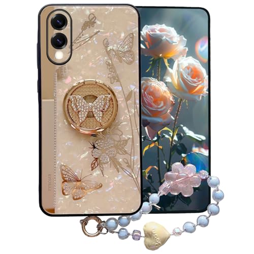 Ephoou Schutzhülle für Samsung Galaxy S25 Edge, Glitzer-Hülle mit Kette, Armband und Kickstand, Bling Schmetterling Blume Stoßfeste Schutzhülle, Sparkle Crystal Pearl Design für Samsung S25 Edge DLH Ephoou Schutzhülle für Samsung Galaxy S25 Edge, Glitzer-Hülle mit Kette, Armband und Kickstand, Bling Schmetterling Blume Stoßfeste Schutzhülle, Sparkle Crystal Pearl Design für Samsung S25 Edge DLH von Ephoou