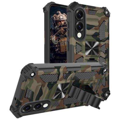 Ephoou Schutzhülle für Samsung Galaxy S25 Edge 5G 16,9 cm (6,7 Zoll), mit magnetischem Ständer, Militärqualität, strapazierfähig, stoßfest, Tarnmuster, Armeegrün von Ephoou