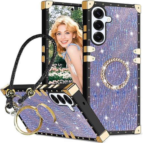 Ephoou Schutzhülle für Samsung Galaxy S25 Plus/Galaxy S24 Plus, mit Diamant-Ring-Ständer und funkelndem Armband, stoßfest, luxuriös, glitzernde Strasssteine, Wasserwellen, Violett Ephoou Schutzhülle für Samsung Galaxy S25 Plus/Galaxy S24 Plus, mit Diamant-Ring-Ständer und funkelndem Armband, stoßfest, luxuriös, glitzernde Strasssteine, Wasserwellen, Violett von Ephoou