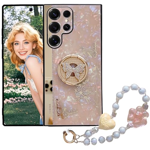 Ephoou Schutzhülle für Samsung Galaxy S25 Ultra Glitzer mit Kette Armband & Kickstand, Bling Schmetterling Blume Stoßfest Schutzhülle Sparkle Crystal Pearl Design für Samsung S25 Ultra DLH - Rosa Ephoou Schutzhülle für Samsung Galaxy S25 Ultra Glitzer mit Kette Armband & Kickstand, Bling Schmetterling Blume Stoßfest Schutzhülle Sparkle Crystal Pearl Design für Samsung S25 Ultra DLH - Rosa von Ephoou