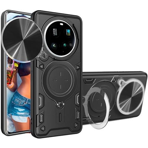 Ephoou Schutzhülle für Xiaomi 15 Ultra 5G, mit magnetischem Ringständer, robust, stoßfest, mit Schiebekamera, Schwarz von Ephoou