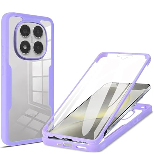 Ephoou Schutzhülle für Xiaomi Redmi Note 14 Pro 4G, transparent, mit Displayschutzfolie, zweilagig, stoßfest, staubdicht, All-Inclusive-Schutzhülle für Redmi Note 14 Pro 4G, QB, Violett von Ephoou