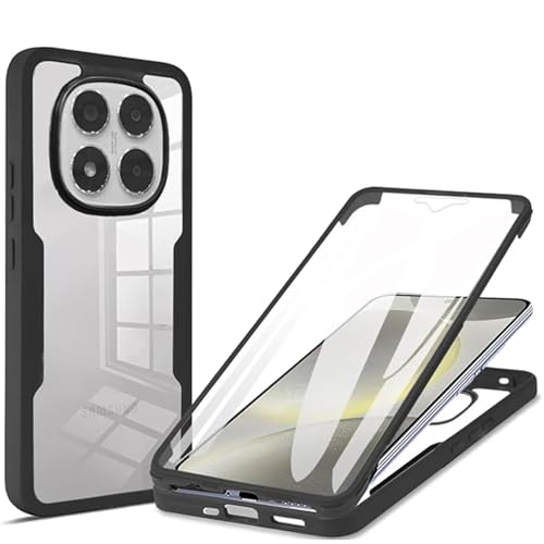 Ephoou Schutzhülle für Xiaomi Redmi Note 14 Pro 4G, transparent, mit Displayschutzfolie, zweilagig, stoßfest, staubdicht, All-Inclusive-Schutzhülle für Redmi Note 14 Pro 4G, QB-Schwarz von Ephoou