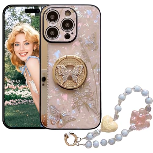 Ephoou Schutzhülle für iPhone 16 Pro Max mit Glitzer-Armband und Kickstand, Bling Schmetterling Blume Stoßfest Schutzhülle Sparkle Crystal Pearl Design für Apple 16 Pro Max DLH - Rosa Ephoou Schutzhülle für iPhone 16 Pro Max mit Glitzer-Armband und Kickstand, Bling Schmetterling Blume Stoßfest Schutzhülle Sparkle Crystal Pearl Design für Apple 16 Pro Max DLH - Rosa von Ephoou