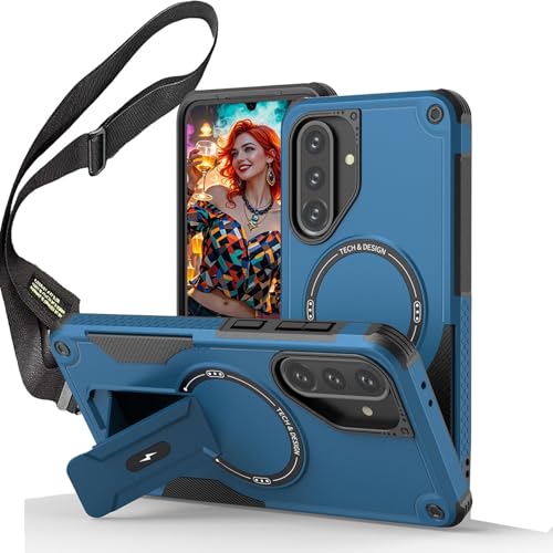 Ephoou Strapazierfähige Schutzhülle für Samsung Galaxy A36 / Galaxy A56 mit magnetischem Ständer, stoßfeste Abdeckung, kompatibel mit MagSafe, verstellbarer Schultergurt und Umhängeband für Samsung von Ephoou