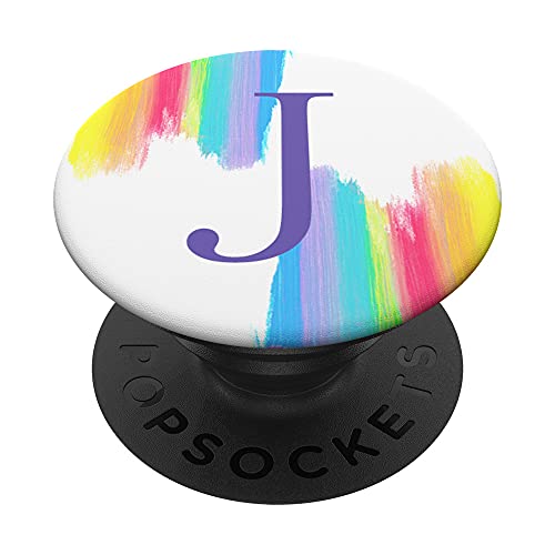 Regenbogen-Aquarell-Monogramm, elegant, violett, Buchstabe J PopSockets mit austauschbarem PopGrip von Epic Love Designs