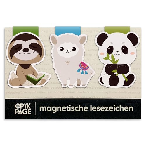 Magnetische Lesezeichen Kinder Tiere: Faultier, Lama, Panda – Kleine Geschenke zur Einschulung & für die Schultüte – Tolle Schulanfang Geschenke für Kinder, Schüler, Bücherwurm – 3er-Set Magnetische Lesezeichen Kinder Tiere: Faultier, Lama, Panda – Kleine Geschenke zur Einschulung & für die Schultüte – Tolle Schulanfang Geschenke für Kinder, Schüler, Bücherwurm – 3er-Set von EpikPage