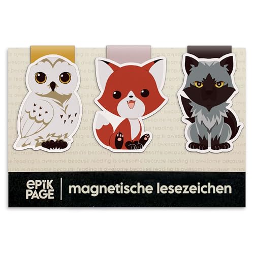 Magnetische Lesezeichen Kinder Tiere: Fuchs, Eule, Wolf – Kleine Geschenke zur Einschulung & für die Schultüte – Tolle Schulanfang Geschenke für Kinder, Schüler, Bücherwurm – 3er-Set Magnetische Lesezeichen Kinder Tiere: Fuchs, Eule, Wolf – Kleine Geschenke zur Einschulung & für die Schultüte – Tolle Schulanfang Geschenke für Kinder, Schüler, Bücherwurm – 3er-Set von EpikPage