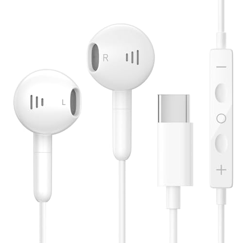 USB C Kopfhörer für Samsung Galaxy und iPhone 16/15, Typ C In-Ear Kopfhörer mit Kabel, HiFi Stereo Ohrhörer mit Mikrofon und Lautstärkeregler für i-Pad Pro/Air, Samsung Galaxy S24 Ultra/ S23 Ultra von Epiken