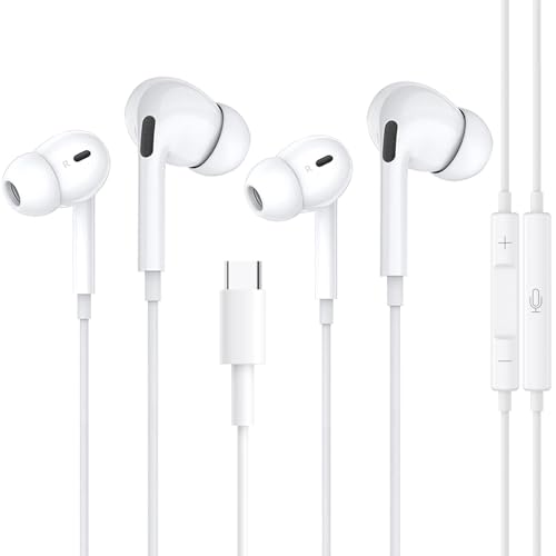 USB C Kopfhörer für iPhone 16/15/Plus/Pro Max,2 Pack kopfhörer USB-C HiFi-Stereo In-Ear-Ohrhörer mit Mikrofon&Lautstärkeregler Kompatibel mit iPad Pro,Pixel 7 6,Galaxy A55 A34 A54 A53 S24 S23 etc von Epiken
