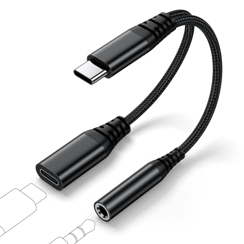 USB C to 3.5mm Jack and Charger Adapter, 2 in 1 Audio + Charger Splitter 3.5mm Earphone Cable Adapter with PD 60W Fast Charging for Samsung Galaxy, i-Pad, iPhone 15 16, and More Type C Devices(Black) USB C to 3.5mm Jack and Charger Adapter, 2 in 1 Audio + Charger Splitter 3.5mm Earphone Cable Adapter with PD 60W Fast Charging for Samsung Galaxy, i-Pad, iPhone 15 16, and More Type C Devices(Black) von Epiken
