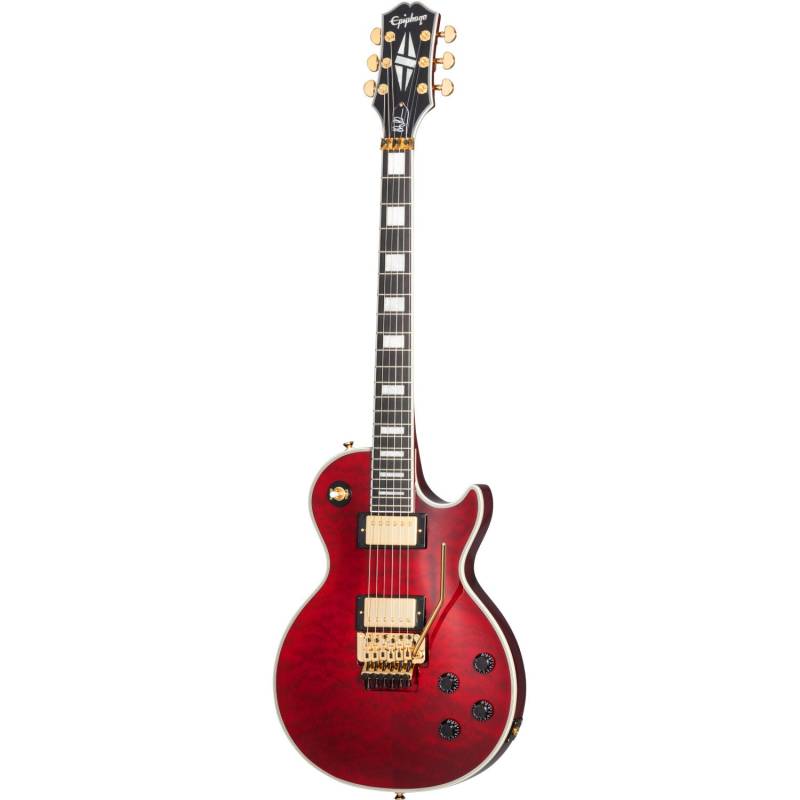Epiphone Alex Lifeson Les Paul Custom Axcess Quilt Ruby Electric Guitar with Case von Epiphone