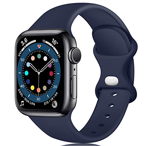 Epova Armband Kompatibel mit Apple Watch Armband 38mm 40mm 41mm, Weiches Silikon Ersatz Armband Kompatibel mit iWatch SE Series 9 8 7 6 5 4 3 2 1, Dunkelblau von Epova