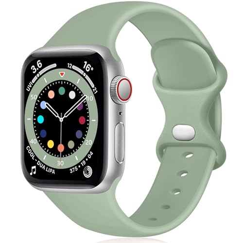 Epova Armband Kompatibel mit Apple Watch Armband 38mm 40mm 41mm, Weiches Silikon Ersatz Armband Kompatibel mit iWatch SE Series 9 8 7 6 5 4 3 2 1, Mintgrün von Epova