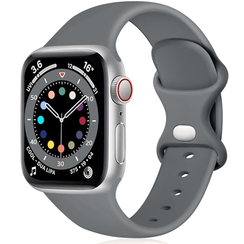 Epova Armband Kompatibel mit Apple Watch Armband 38mm 40mm 41mm, Weiches Silikon Ersatz Armband Kompatibel mit iWatch SE Series 9 8 7 6 5 4 3 2 1, Raumfahrt Grau von Epova