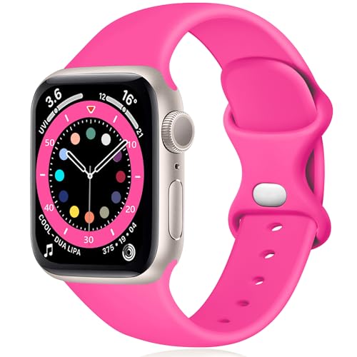 Epova Armband Kompatibel mit Apple Watch Armband 38mm 40mm 41mm, Weiches Silikon Ersatz Armband Kompatibel mit iWatch SE Series 9 8 7 6 5 4 3 2 1, Rosenrot von Epova