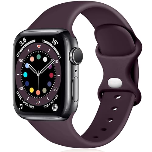 Epova Armband Kompatibel mit Apple Watch Armband 42mm 44mm 45mm 49mm, Weiches Silikon Ersatz Armband Kompatibel mit Apple Watch Ultra/Ultra 2/ iWatch SE Series 9 8 7 6 5 4 3 2 1, Dunkelviolett von Epova