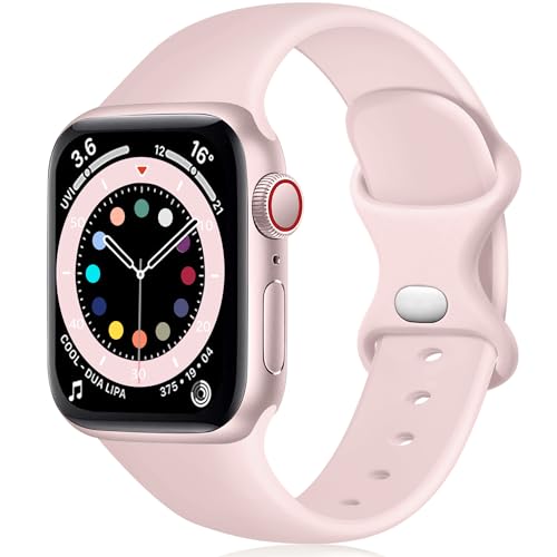 Epova Armband Kompatibel mit Apple Watch Armband 42mm 44mm 45mm 49mm, Weiches Silikon Ersatz Armband Kompatibel mit Apple Watch Ultra/Ultra 2/ iWatch SE Series 9 8 7 6 5 4 3 2 1, Hellrosa von Epova