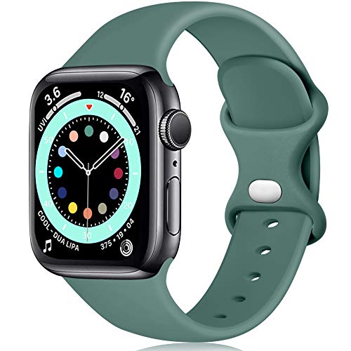 Epova Armband Kompatibel mit Apple Watch Armband 42mm 44mm 45mm 49mm, Weiches Silikon Ersatz Armband Kompatibel mit Apple Watch Ultra/Ultra 2/ iWatch SE Series 9 8 7 6 5 4 3 2 1, Kieferngrün von Epova