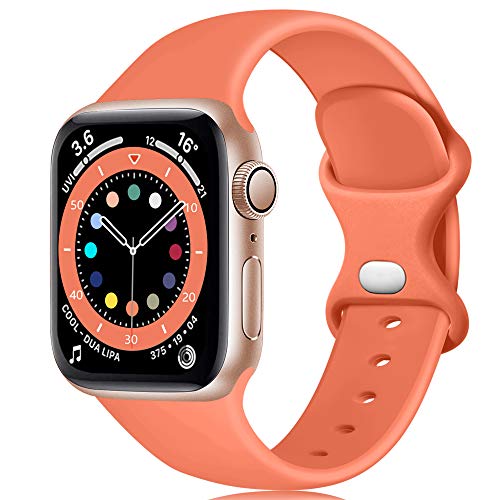 Epova Armband Kompatibel mit Apple Watch Armband 42mm 44mm 45mm 49mm, Weiches Silikon Ersatz Armband Kompatibel mit Apple Watch Ultra/Ultra 2/ iWatch SE Series 9 8 7 6 5 4 3 2 1, Koralle von Epova