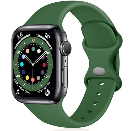 Epova Armband Kompatibel mit Apple Watch Armband 42mm 44mm 45mm 49mm, Weiches Silikon Ersatz Armband Kompatibel mit Apple Watch Ultra/Ultra 2/ iWatch SE Series 9 8 7 6 5 4 3 2 1, Militärgrün von Epova