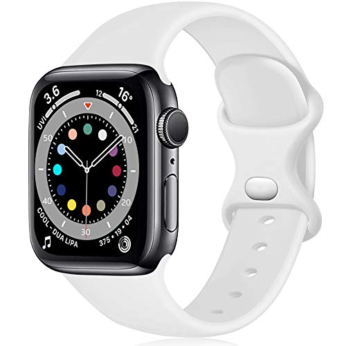 Epova Armband Kompatibel mit Apple Watch Armband 42mm 44mm 45mm 49mm, Weiches Silikon Ersatz Armband Kompatibel mit Apple Watch Ultra/Ultra 2/ iWatch SE Series 9 8 7 6 5 4 3 2 1, Weiß von Epova