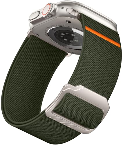 Epova Armband kompatibel mit Apple Watch Ultra/Ultra 2 Armband 49mm 45mm 44mm 42mm, 28mm Breites Verstellbares Nylon Sport Ersatzarmband für iWatch SE Series 9 8 7 6 5 4 3 2 1, Grün von Epova