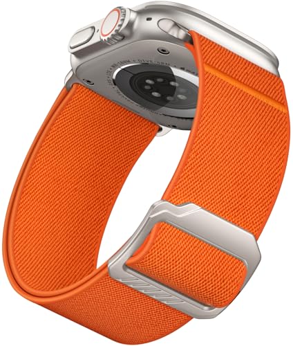 Epova Armband kompatibel mit Apple Watch Ultra/Ultra 2 Armband 49mm 45mm 44mm 42mm, 28mm Breites Verstellbares Nylon Sport Ersatzarmband für iWatch SE Series 9 8 7 6 5 4 3 2 1, Orange von Epova