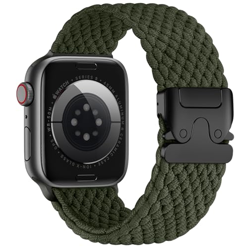 Epova Geflochtenes Armband Kompatibel mit Apple Watch Armband 40mm 41mm 42mm 38mm - Damen Herren Stoff Sport Nylon Armbänder für iWatch SE Series 10 9 8 7 6 5 4 3 2 1 Ultra, ArmeeGrün Epova Geflochtenes Armband Kompatibel mit Apple Watch Armband 40mm 41mm 42mm 38mm - Damen Herren Stoff Sport Nylon Armbänder für iWatch SE Series 10 9 8 7 6 5 4 3 2 1 Ultra, ArmeeGrün von Epova