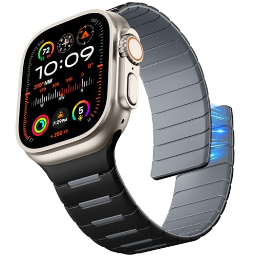 Epova Magnetisch Silikon Armband Kompatibel mit Apple Watch Armband 46mm 49mm 45mm 42mm 44mm - Herren Magnet Sport Armbänder für iWatch 10 Ultra 2 SE Series 9 8 7 6 5 4 3 2 1, Schwarz/Grau Epova Magnetisch Silikon Armband Kompatibel mit Apple Watch Armband 46mm 49mm 45mm 42mm 44mm - Herren Magnet Sport Armbänder für iWatch 10 Ultra 2 SE Series 9 8 7 6 5 4 3 2 1, Schwarz/Grau von Epova
