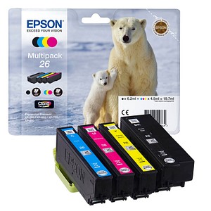 EPSON 26 / T2616  schwarz, cyan, magenta, gelb Druckerpatronen, 4er-Set von Epson