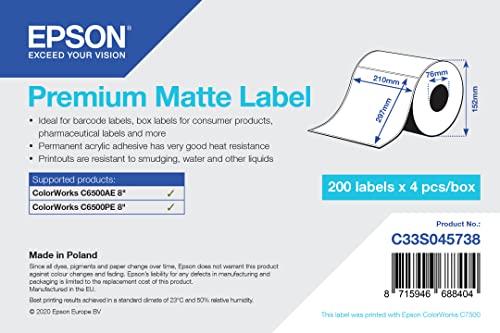 EPSON - BS LABEL CONSUMABLES U4 Prägeetikett, matt, 210 mm x 297 mm, 200 Etiketten von Epson