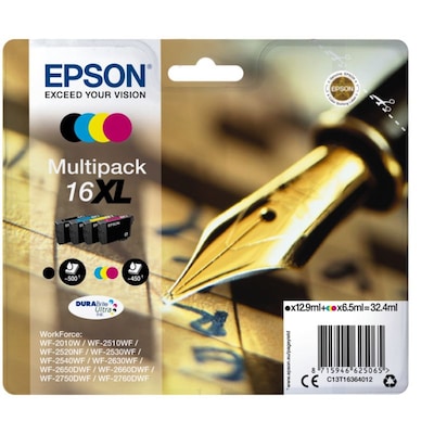 Epson 16XL Original Druckerpatronen Multipack Schwarz Cyan Magenta Gelb T1636 von Epson