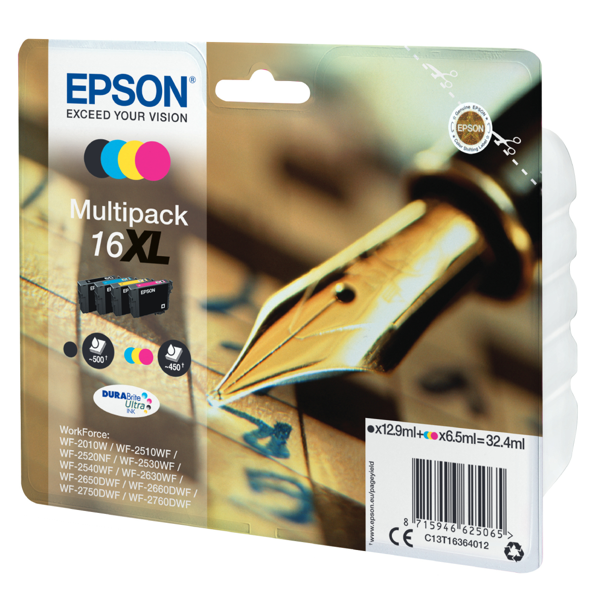Epson 16XL Series 'Pen and Crossword' multipack Tintenpatronen XL 4 Farben CMYBK von Epson