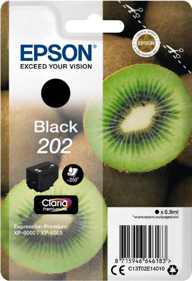 Epson 202 - 6.9 ml - Schwarz - Original - Blisterverpackung - Tintenpatrone - für Expression Premium XP-6000, XP-6005, XP-6100, XP-6105 von Epson